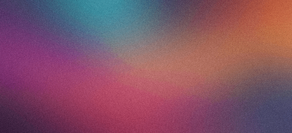 Grainy colour-gradient backdrop behind the product mock